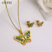 OUFEI Butterfly Necklace Earrings Set Of Earrings For Women Stainless Steel Jewelry Sets Fashion Woman Accessories Charms 2024 - buy cheap