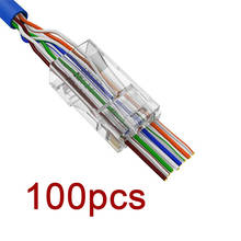 Новинка 100 шт. 8P8C EZ RJ45 разъем Cat6 RJ 45 UTP Ethernet Кабельный разъем RG45 Cat5e 8P8C Cat 6 сетевой неэкранированный Cat5 терминал 2024 - купить недорого