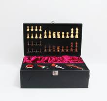 Роскошный Деревянный Шахматный набор и подарочный винный набор с кожаным покрытием 2024 - купить недорого