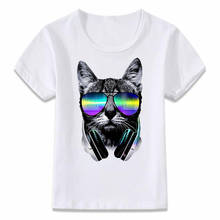 Camiseta para niños y niñas, ropa para niños, Gato DJ, fresca 2024 - compra barato