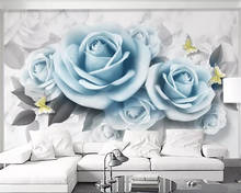 Beibehang-papel de pared para habitación de niños, papel tapiz con relieve 3d simple y fresco, rosa, flor, TV, papeles pintados de fondo para pared, 3 d 2024 - compra barato