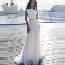 Verngo Short Cap Sleeves Mermaid Wedding Dress Glitter Scoop Neck Crystal Sash Low Back Simple Bridal Gowns 2021 Robe de mariage 2024 - buy cheap