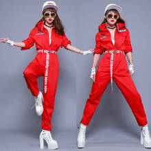 Mono de baile de Jazz rojo para mujer, ropa Sexy para discoteca, cantante de calle, animadora de Hip Hop, ropa de actuación, atuendo de escenario 2024 - compra barato