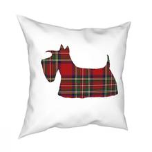 Tartan Scottie Dog Throw Pillow Cover Cushions for Sofa Scottish Terrier Funny Pillowcase 2024 - buy cheap