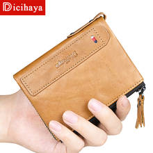 DICIHAYA Genuine Leather Men Wallets Credit Business Card Holders Double Zipper Cowhide Leather Wallet Soft Purse Carteira Walet 2024 - buy cheap