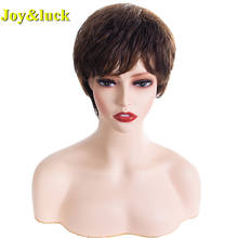 Joy & luck-Peluca de cabello sintético para mujer, cabellera corta y Lisa, Color marrón degradado, fibra sintética de alta temperatura 2024 - compra barato