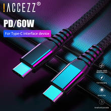 ¡! ACCEZZ-Cable de carga rápida Dual USB C PD, 60W, 3A, para Samsung S10, MacBook, Huawei P40, P30, Xiaomi Mi 9, 8, Mix3 2024 - compra barato