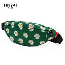 TINYAT-riñonera con estampado de margaritas para mujer, bolso de lona, cinturón informal a la moda, bolsos con forma de plátano 2024 - compra barato