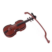 Casa de bonecas 1/12 com caixa, instrumento musical, diy, de madeira, violino com estojo, mini violino, artesanato de casa de bonecas 2024 - compre barato