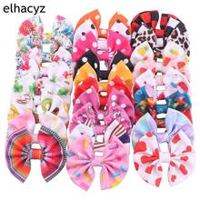 10pcs/lot New 4" Spring Summer Printed Waffle Fabric Hair Bow With/Without Clip Floral Bow Haipins Girls DIY Hair Accessories 2024 - buy cheap