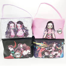 Demon Slayer Kimetsu No Yaiba Anime PU Leather Handbag Cosplay Kamado Tanjirou Nezuko Women Men Cartoon Large Lunch Box Bag Gift 2024 - buy cheap