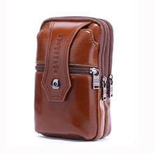 Genuine Leather Cowhide Male Waist Purse Cell Mobile/Phone Case 5.7-6.5'' Men Belt Hip Fanny Pack Mini Shoulder Messenger Bag 2024 - buy cheap