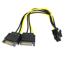 Cable de alimentación profesional para ordenador, conector Dual SATA de 15 pines macho M a PCI-e de 6 pines hembra F, tarjeta de vídeo, 20cm 2024 - compra barato