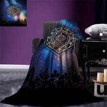 Одеяло с священными геометрическими узорами, Шестигранная форма с узорами в центре, теплое одеяло для кровати с изображением звездной ночи Мистик 2024 - купить недорого