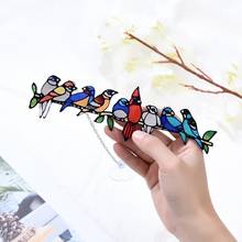 Ornamento de pássaros com simulação de animal, enfeite de estilo simples de pássaros de desenho animado, pingente de parede da janela, decoração de sala de casa, decoração de quarto de festa 2024 - compre barato