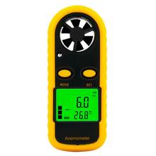 Medidor digital de temperatura do ar com lcd e luz de fundo, anemômetro 0-30 m/s, velocidade do vento 2024 - compre barato