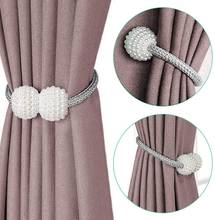 Pair Artificial Pearl Magnetic Buckle Curtain Strap Tieback Window Accessories Home Decor 2024 - buy cheap