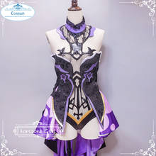 Disfraz de Anime Genshin Impact para mujer y niña, traje púrpura encantador, uniforme de fiesta de Halloween, novedad de 202 2024 - compra barato