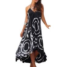 Vestidos bohemios con estampado circular para mujer, vestidos largos asimétricos con cuello de pico, espalda descubierta y cuello Halter, vestido elegante informal de moda para verano 2024 - compra barato