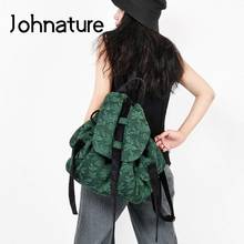 Johnature-mochila Retro de lino de algodón para mujer, bolso de viaje de 2021 pulgadas, de mano, de ocio, de gran capacidad, Vintage 2024 - compra barato