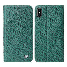 Luxury Embossed Crocodile Pattern Genuine Leather Case For iPhone XS XS MAX X XR Wallet Card Slots Magnet Flip Stand Case Cover 2024 - buy cheap