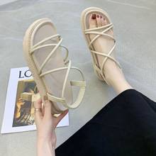 2021 New casual hollow sandals women's summer thick-soled sponge cake student holiday beach shoes 2024 - buy cheap