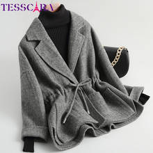 Женская базовая куртка TESSCARA из шерсти и смешанных материалов на осень и зиму, женская теплая кашемировая накидка, куртки, верхняя одежда и пальто 2024 - купить недорого