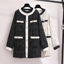Fashion Oversize Women Coarse Woolen Coat Autumn Long sleeve O-collar Plaid Jacket Female Loose Plus size 6XL Casual Tops G948 2024 - купить недорого