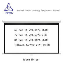 Thinyou 60inch 72inch 84inch 100inch 16:9 Matte White Manual selflock Projector Screen Wall Mount Pull Down pantalla proyeccion 2024 - buy cheap
