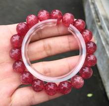 Pulseira de quartzo de morango brilhante natural, pulseira redonda clara vermelha 8mm luz estrela mulheres homens pedra da moda aaaaa 2024 - compre barato