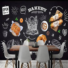 Custom Any Size Mural Wallpaper 3D Hand Painted Blackboard Shop Bakery Cake Shop Background Wall Decor Papel De Parede 3D Sala 2024 - buy cheap