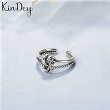 Kindey-anillo de compromiso con lazo para mujer, sortija con personalidad, Color plateado, abierto 2024 - compra barato