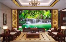 Пользовательские фото обои для стен 3 d обои идиллические фрески струящаяся вода водопад лес домашняя декоративная пейзажная живопись 2024 - купить недорого