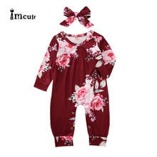 Fashion print baby girl romper toddler long-sleeved cotton newborn jumpsuit game suit and headband clothing clothes suit 2024 - buy cheap