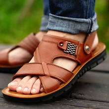 Grande tamanho 47 homens sandálias de couro genuíno verão clássico homens sapatos chinelos sandálias macias roman confortável calçado de caminhada 2024 - compre barato