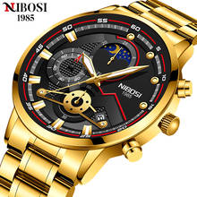 NIBOSI Sport Gold Quartz Men Watches 2021 New Luxury Casual Watch for Men Chronograph Waterproof Wristwatch Relogio Masculino 2024 - купить недорого