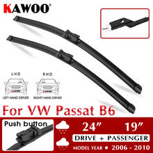 KAWOO Auto Car Rubber Windcreen Wipers Blades 24" + 19" For Volkswagen Passat B6 2006 2007 2008 2009 2010 Fit Push Button Arm 2024 - buy cheap