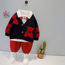 Spring Baby Boys Clothing Sets Kids Clothes Cute Bear Long Sleeve Coats T Shirt Pants Toddler Infant Children Casual Costume 2024 - buy cheap