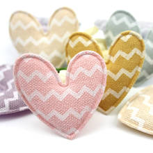 48Pcs 4.5*4.8cm Wave fabric Heart shape Padded Appliques For Baby Hairpin headwear Decor Ornament Stick-on patches Accessories 2024 - buy cheap