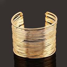BLUELANS Fashion Women's Multilayer Metal Wires Strings Open Bangle Wide Cuff Bracelet hand chain ring bracelet бохо браслет 2024 - buy cheap