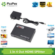 PzzPss-convertidor divisor HDMI 1x4, adaptador HDMI 1 en 4 salidas, amplificador divisor HD 1,4, HDCP 1080P, pantalla Dual para HDTV DVD PS3 2024 - compra barato
