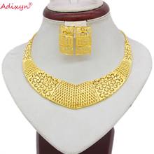 Adixyn-Conjunto de collar y pendientes flexibles, joyería para mujer y niña, Color dorado, accesorios de boda románticos árabes/etíopes/africanos N05179 2024 - compra barato