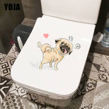 YOJA 24.1×22.4CM Pee Funny Pug Home Decoration Accessories Creative Cartoon WC Toilet Stickers T1-3070 2024 - buy cheap