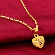 Cadena de oro amarillo con forma de corazón para mujer, colgante, Gargantilla, cadena, babero, joyería de boda 2024 - compra barato
