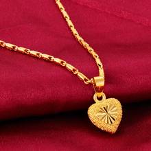 Vietnam Sand Fashion Heart-shaped Necklaces Pendants Woman Chokers Collar Water Wave Chain Bib Yellow Gold Wedding Jewelry 2024 - buy cheap