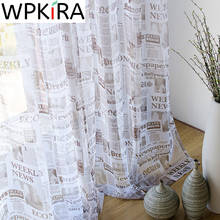 Inglês jornal impresso voile cortina quarto painel da janela clássico tule cortina para sala de estar cozinha sheer cortinas wp227d3 2024 - compre barato