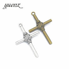 YuenZ-Colgante de Cruz de color plateado antiguo, 3 piezas, fabricación de joyería DIY, 49x32mm, T54 2024 - compra barato