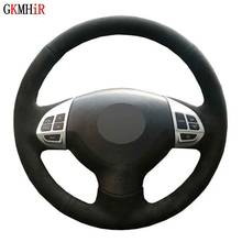 Hand-stitched Black Suede Car Steering Wheel Cover For Mitsubishi Lancer X 10 2007-2015 Outlander 2006-2013 ASX 2010-2013 Colt 2024 - buy cheap