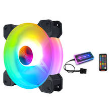 120 мм компьютер чехол вентилятор RGB Регулируемая цветная лампа светильник для радиатора Mute ПК 120 мм вентиляторы настроить кулер вентилятор 2024 - купить недорого