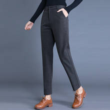 Women's Plus Size Black Slim woolen Pants High Waist Long Trousers Women Office Work Pants thick Straight pants Female Trousers 2024 - buy cheap